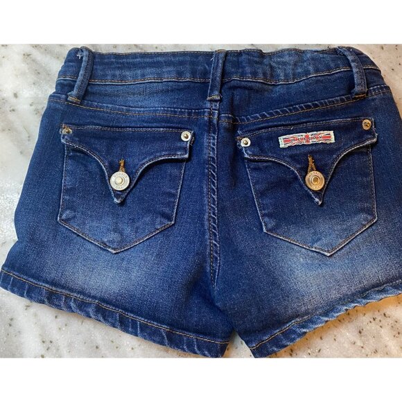 Hudson Girls Size 10 Denim Jean Shorts Flap Back Pockets Distressed Adjustable - Picture 1 of 4